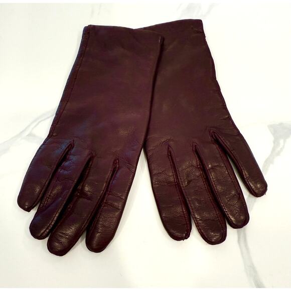 Made in Italy Burgundy Leather Gloves | Classic Elegant Winter Accessory Size 8 - Picture 1 of 5